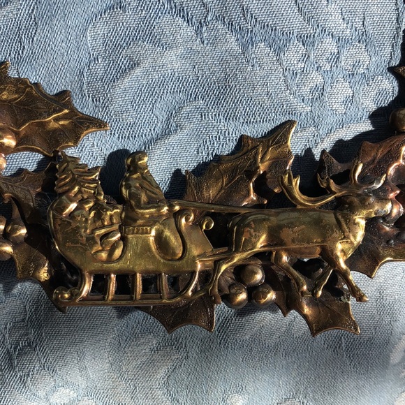 Vtg 3d mixed metal brass Christmas wreath - Picture 5 of 8